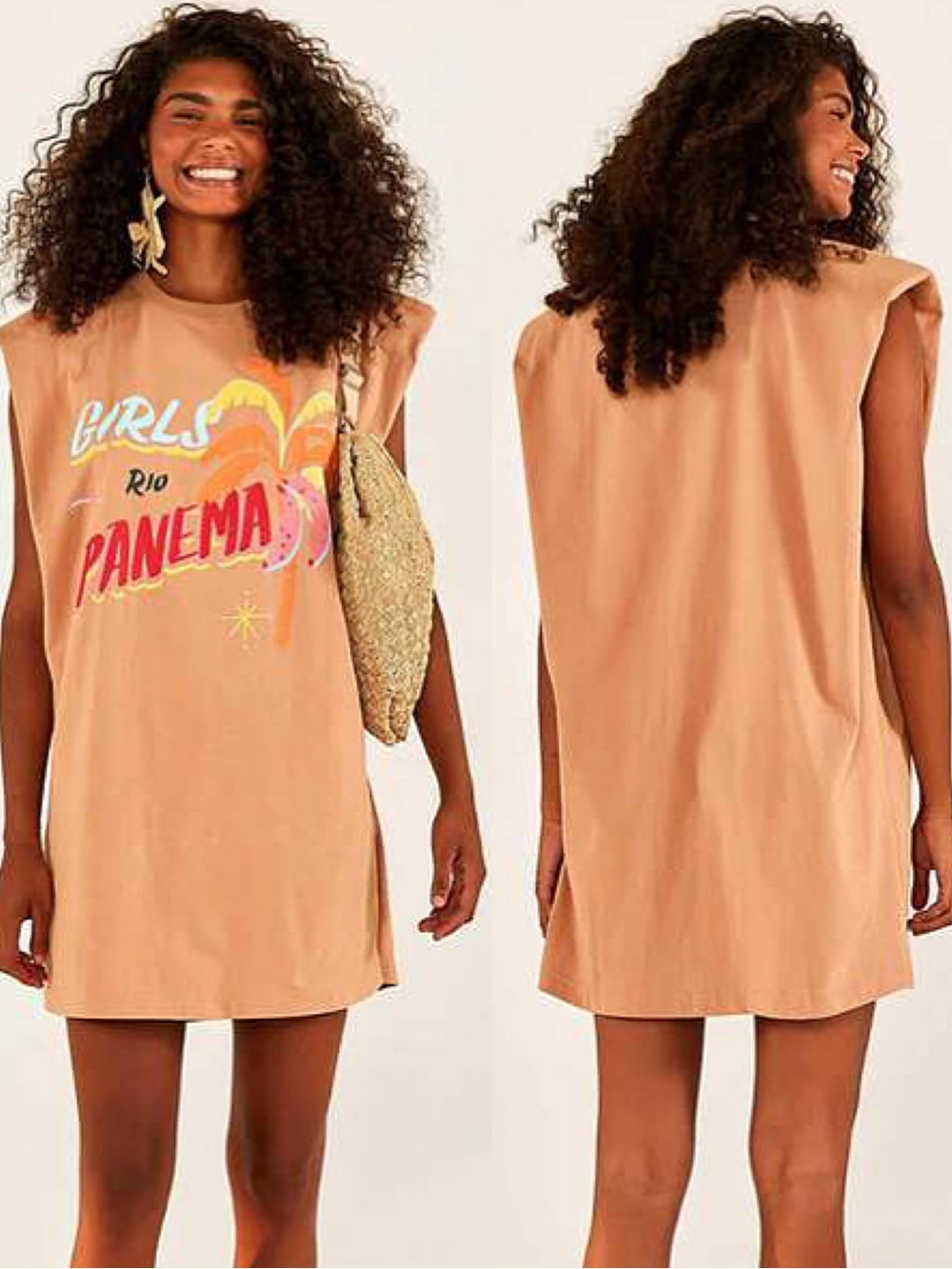 Farm Rio Ipanema Girls Peach Graphic Print Shirt Dress